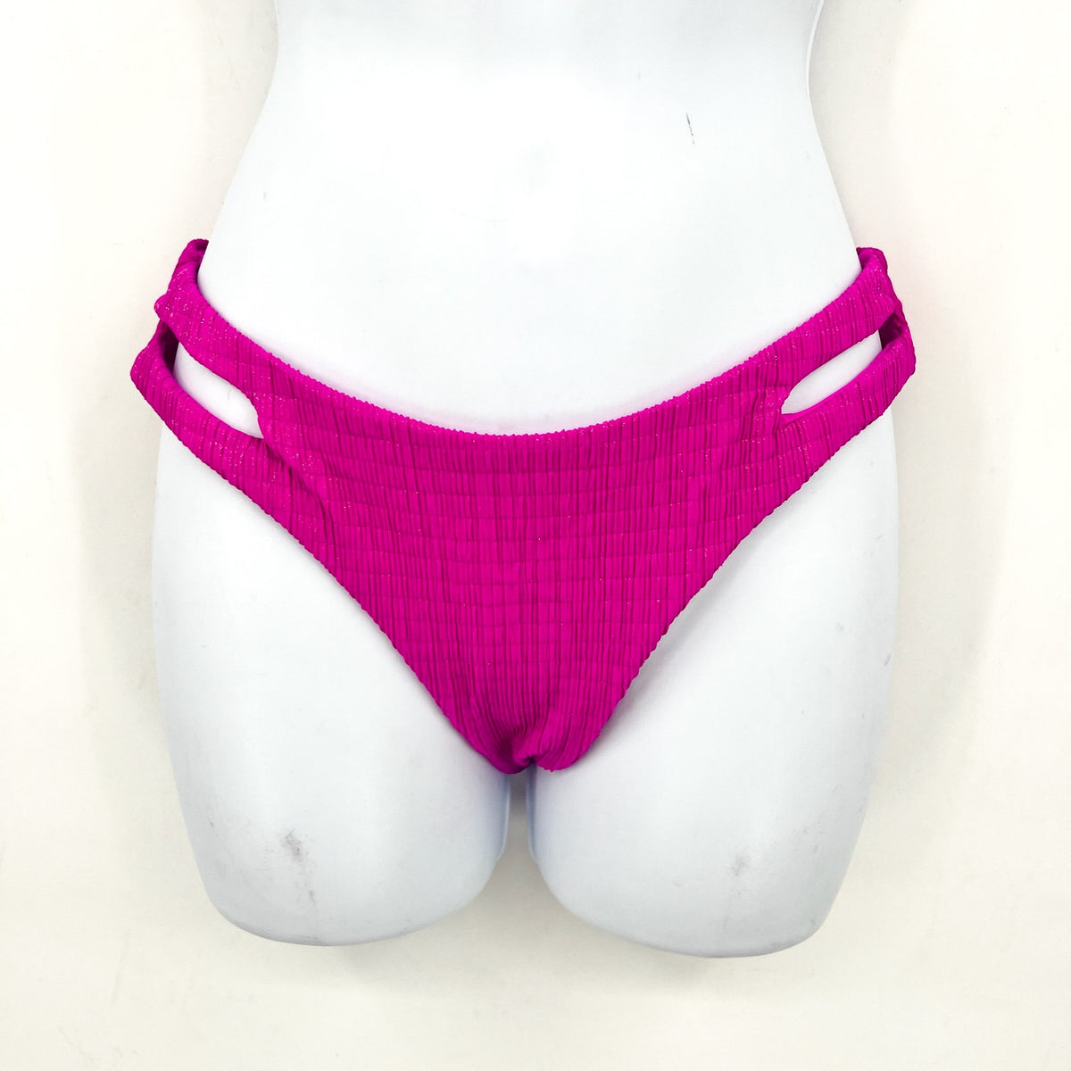 BECCA Women's Luminous Hipster Bikini Bottom Small Vivid Pink Cut Out Swim NWT