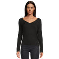 MADEWELL Women's Double V-Neck Top Small Jet Black Jersey Long Sleeve NT721 NWT