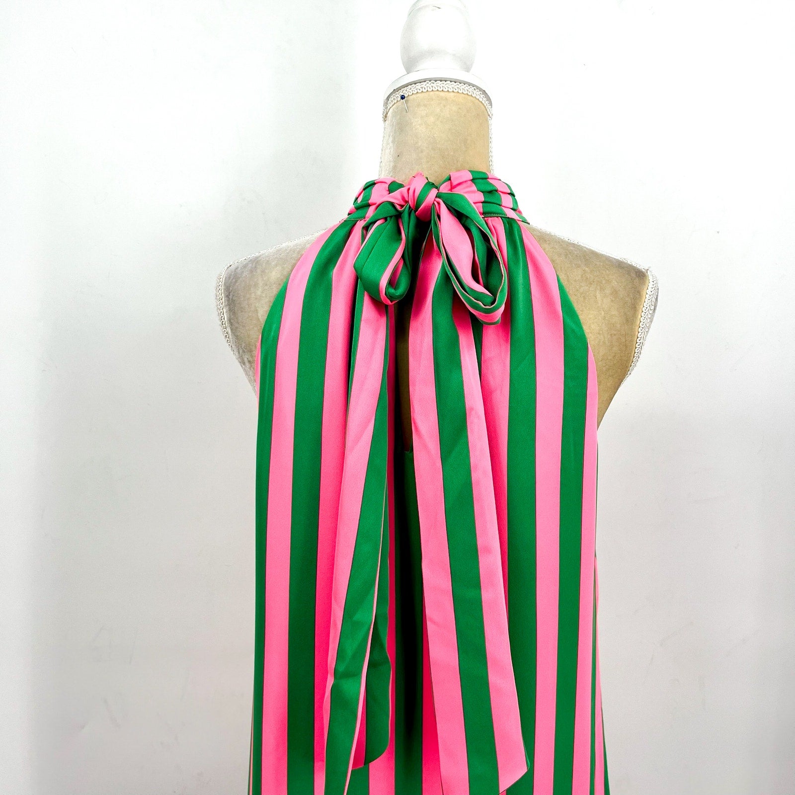 LILLY PULITZER Steph Halter Maxi Dress Size 6 Roxie Pink Green X Wide Stripe NWT