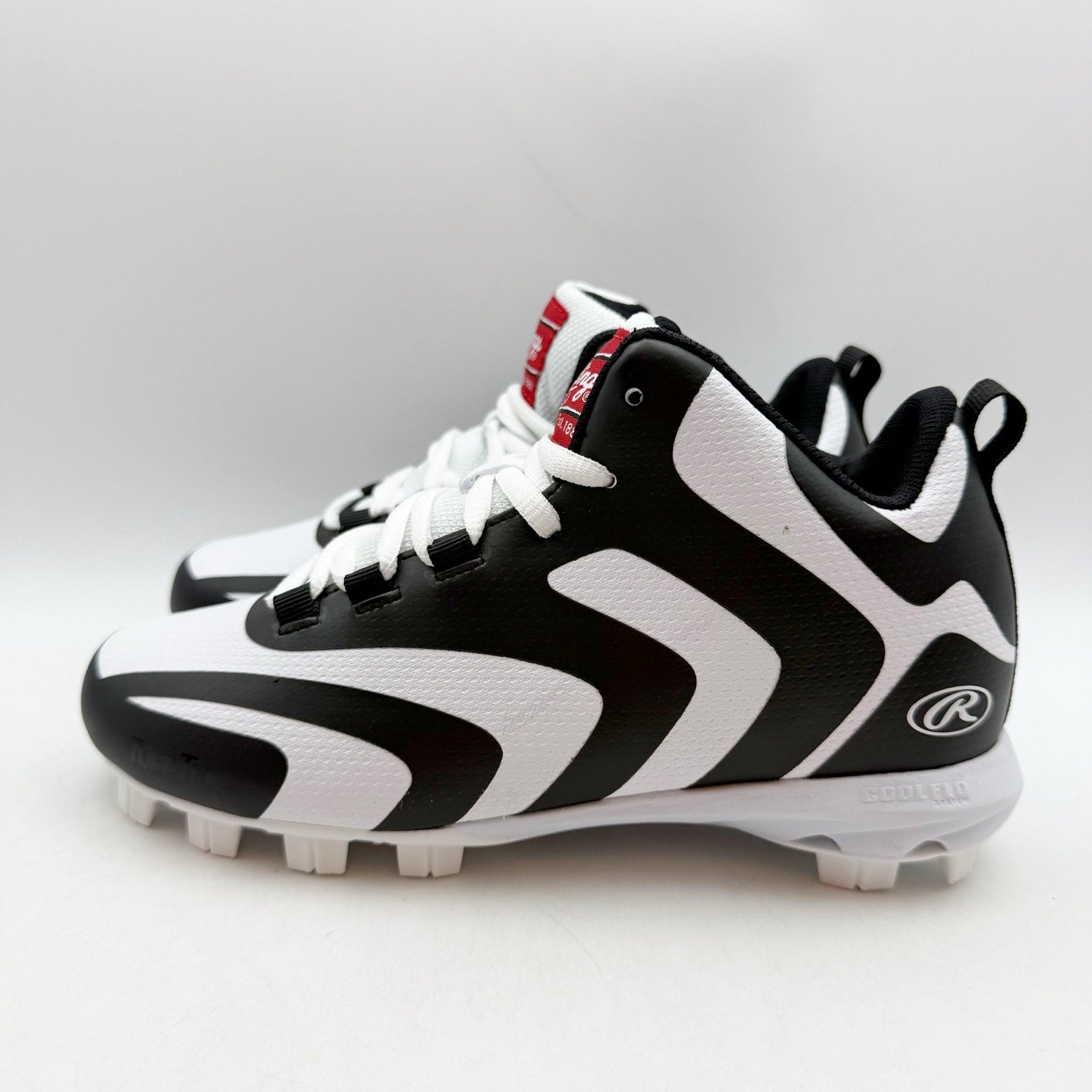 Rawlings Boys Rookie Mid Baseball Cleats US 4 EU 36 Black White NIB