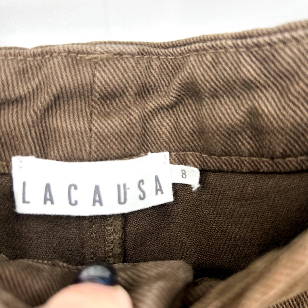 LACAUSA Women's Aiden Trouser Jeans Size 8 Green Brown Nori Wash Mid Rise NWT