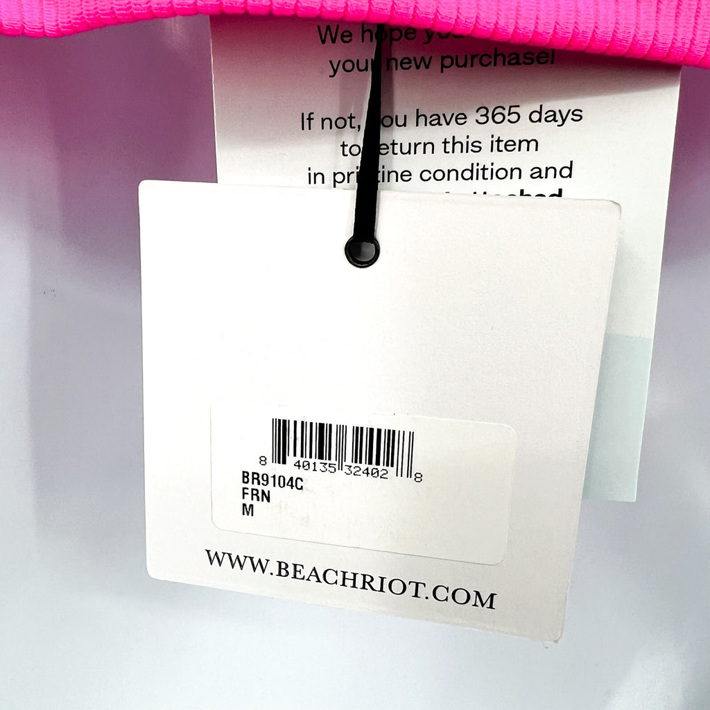 BEACH RIOT Women's Eva Colorblock Bikini Top Medium Fuchsia Red Neon Pink NWT