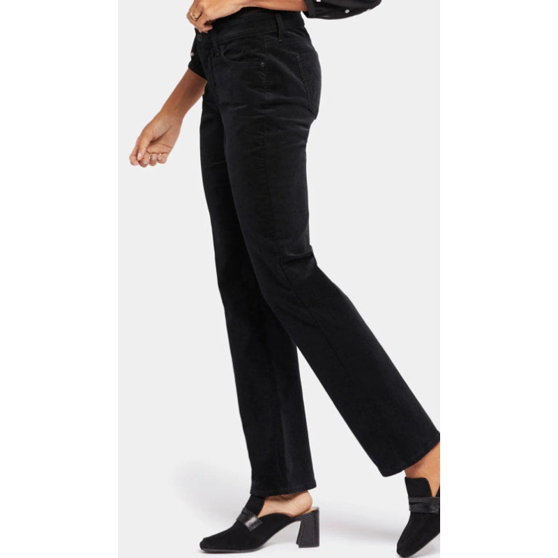 NYDJ Women's Marilyn Straight Jeans Size 0 Black Corduroy Stretch 30" Inseam NWT