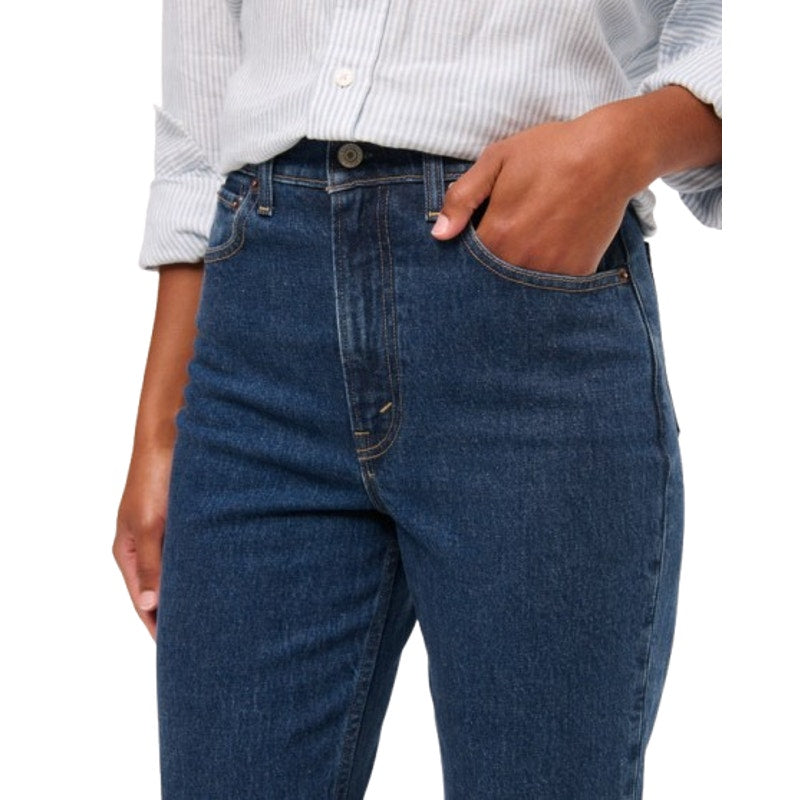 ABERCROMBIE & FITCH Womens 90s Slim Straight Jeans SIZE 24 US 00 Dark Marble NWT