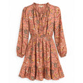 LES SEREIN Floral Long Sleeve Mini Dress Small Pink Multi Elastic Waist NWT