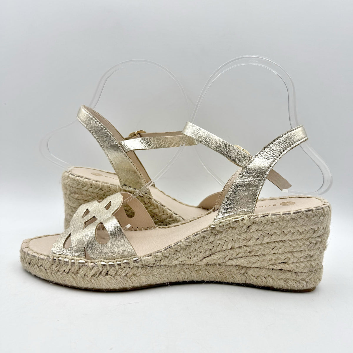 Eric Michael Womens Ruby Wedge Sandals EU 39 US 9 Gold Leather Espadrille NIB