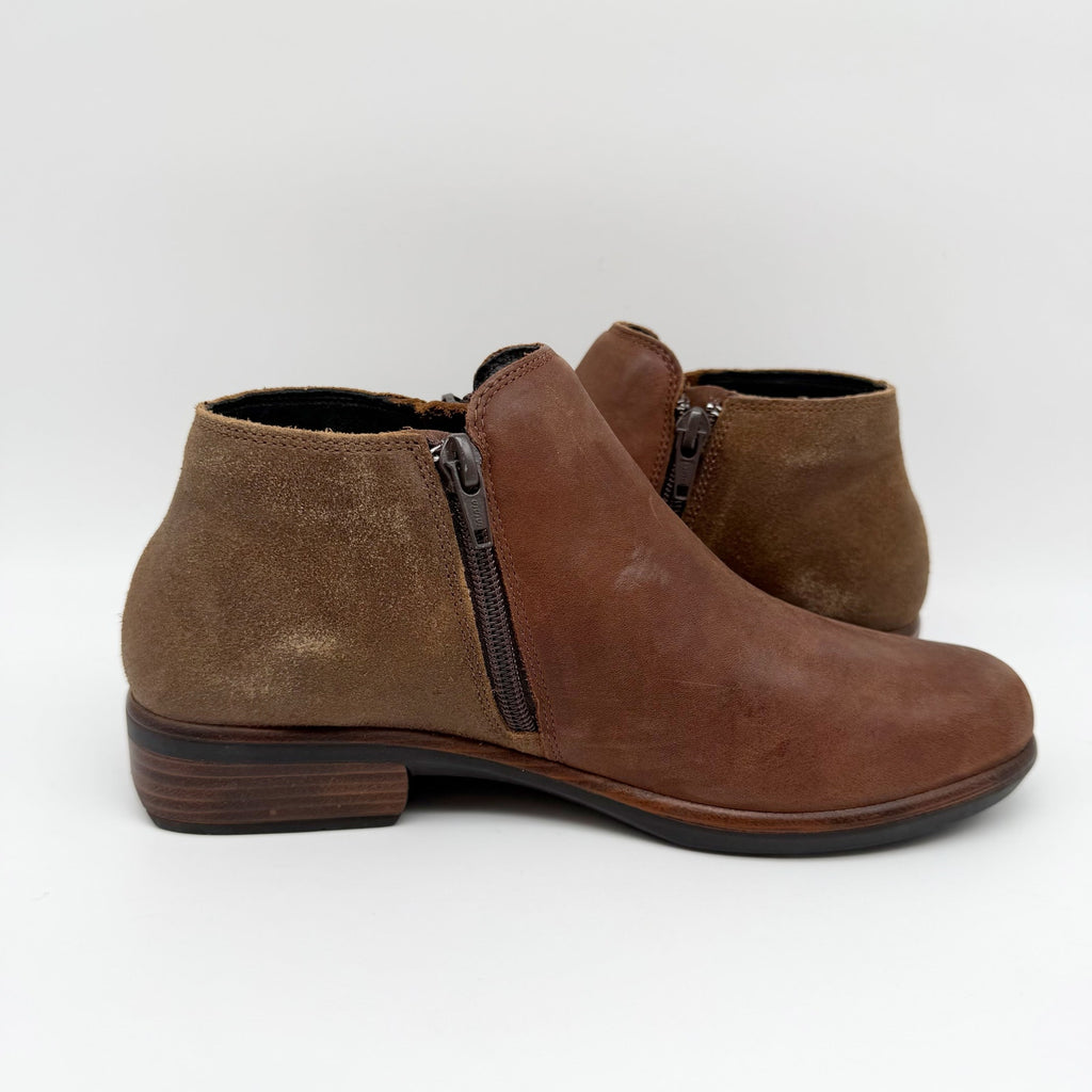 Naot Womens Helm Ankle Boots EU 36 US 5 Cognac Brown Leather Suede NIB