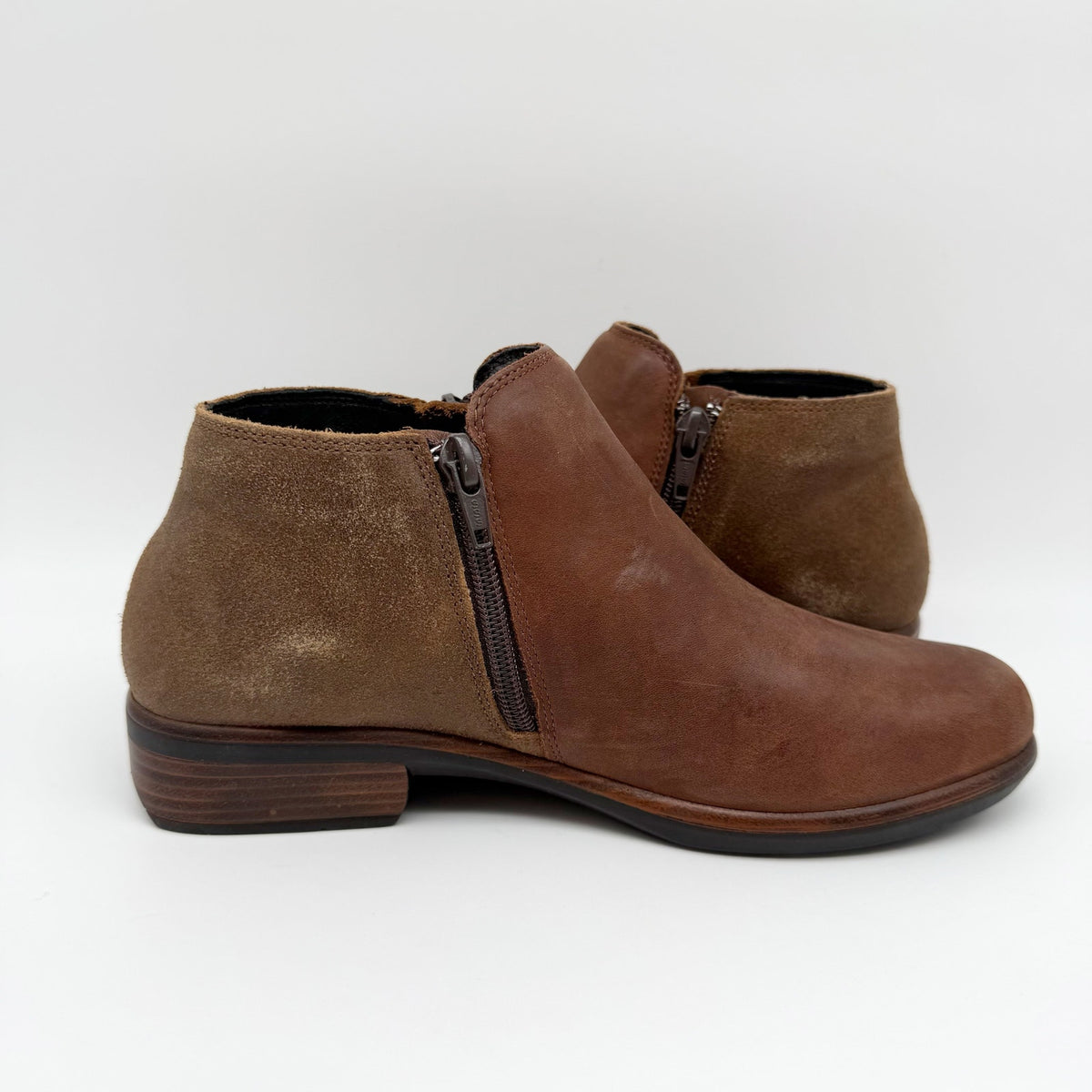 Naot Womens Helm Ankle Boots EU 36 US 5 Cognac Brown Leather Suede NIB
