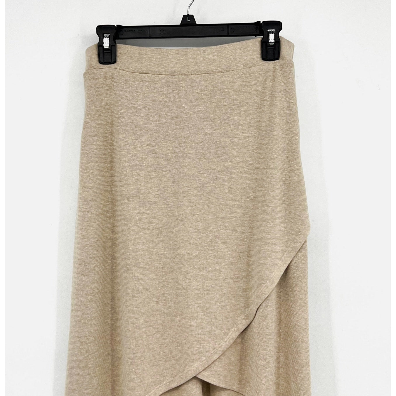 PRANA Women's Tidal Wave Midi Skirt Large Sand Beige High Low Knit NWT
