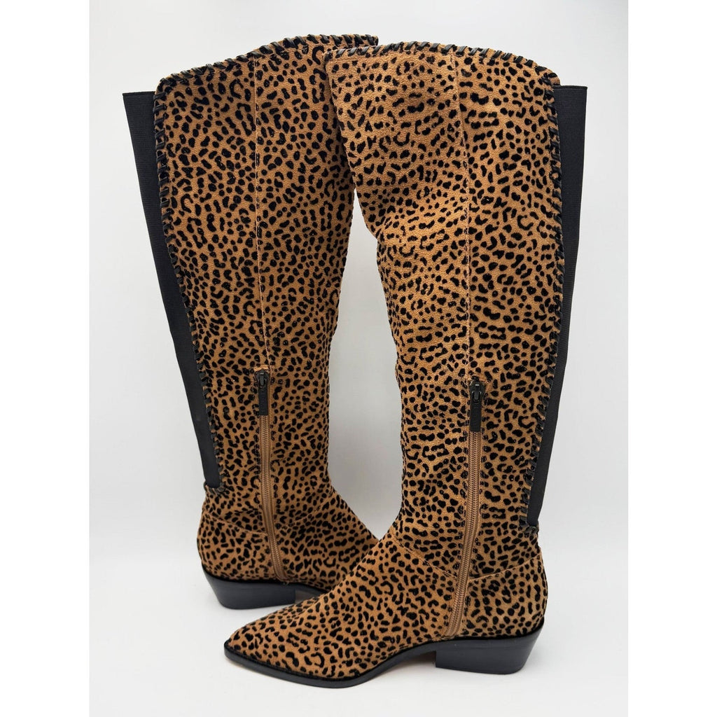 1.State Womens Sage Over the Knee Boots Size 5 EU 35 Brown Leopard NWOB