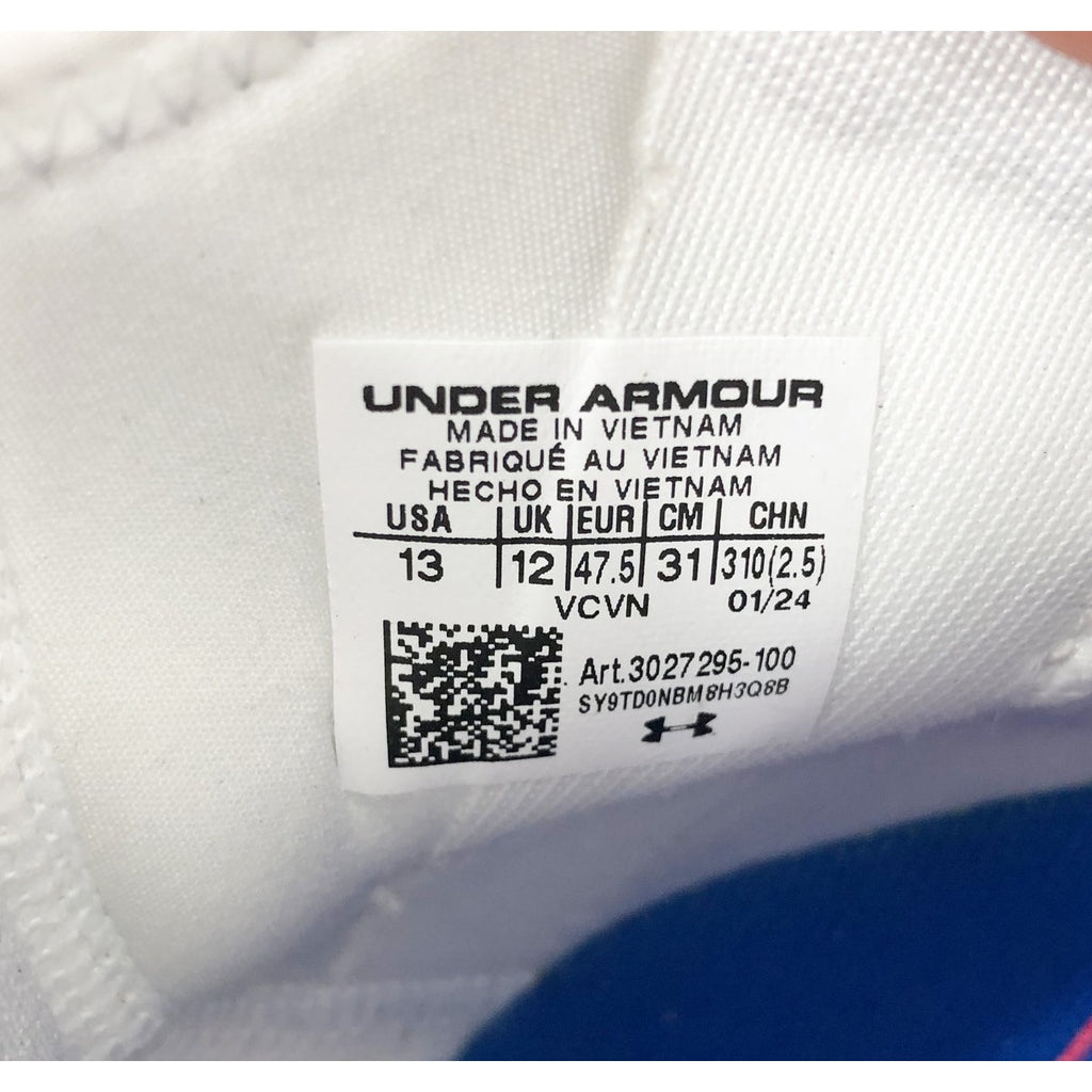 Under Armour Spotlight Clone 4 MC TX Football Cleats Mens 13 White Blue NWOB