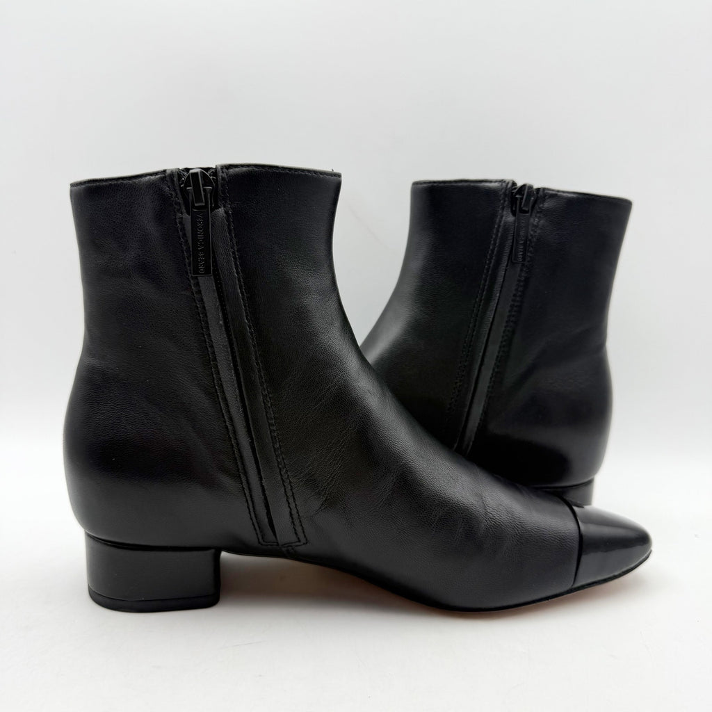 Veronica Beard Womens Cecile Ankle Booties Size 5 M Black Leather Cap Toe NIB