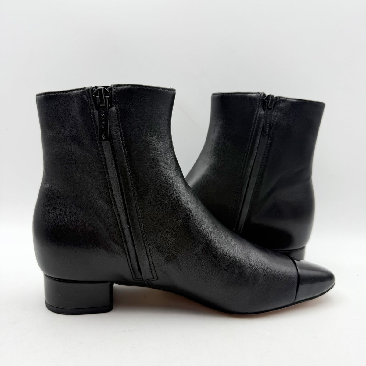 Veronica Beard Womens Cecile Ankle Booties Size 5 M Black Leather Cap Toe NIB