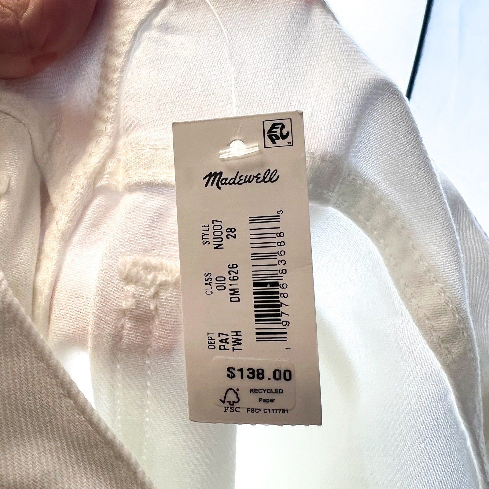 MADEWELL Womens Superwide-Leg Jeans Size 28 US 6 Tile White Rigid NU007 NWT