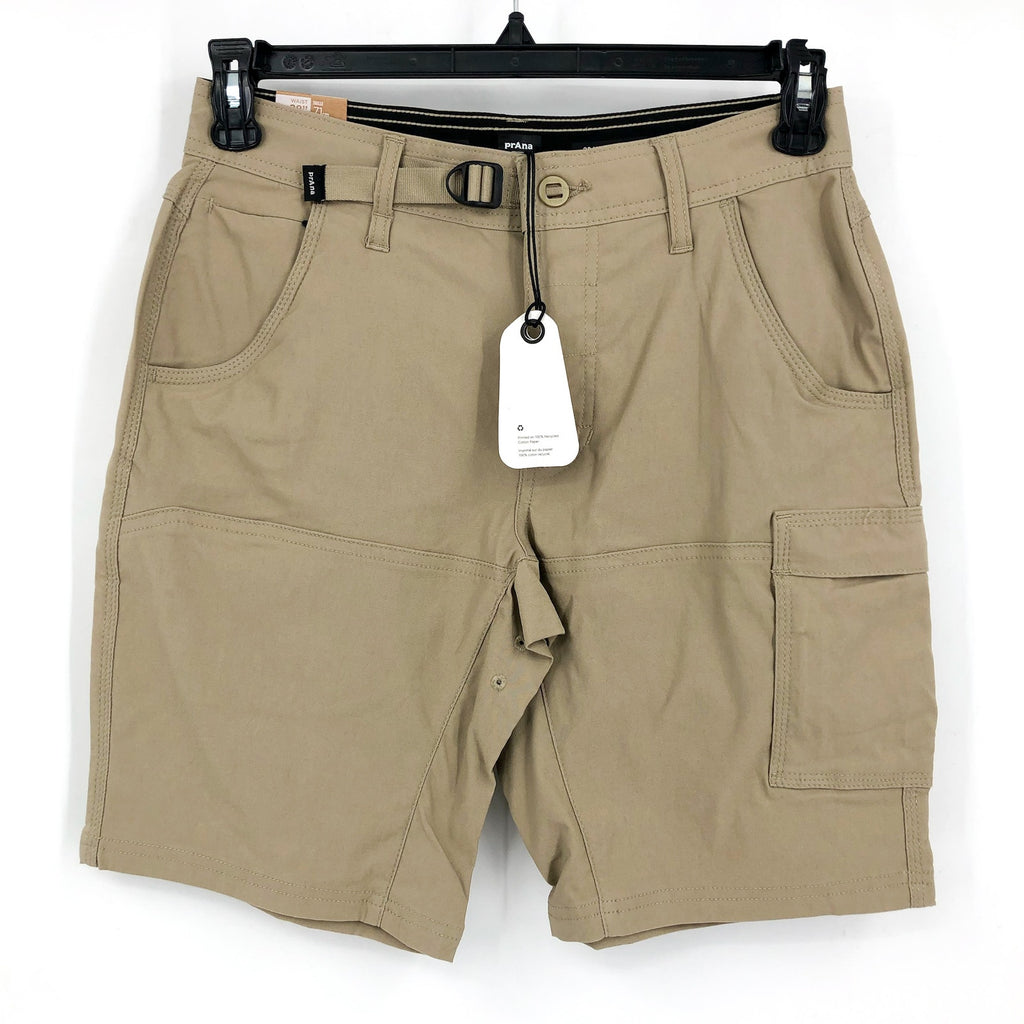PRANA Men's Stretch Zion Shorts II Size 28 Tan Sandbar Flat Front 10" Inseam NWT