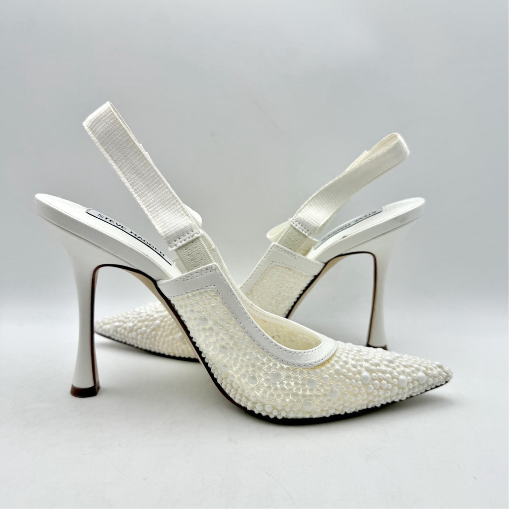 Steve Madden Womens Bri Lace Heels US 7 M EU 37.5 White Bow NWOB