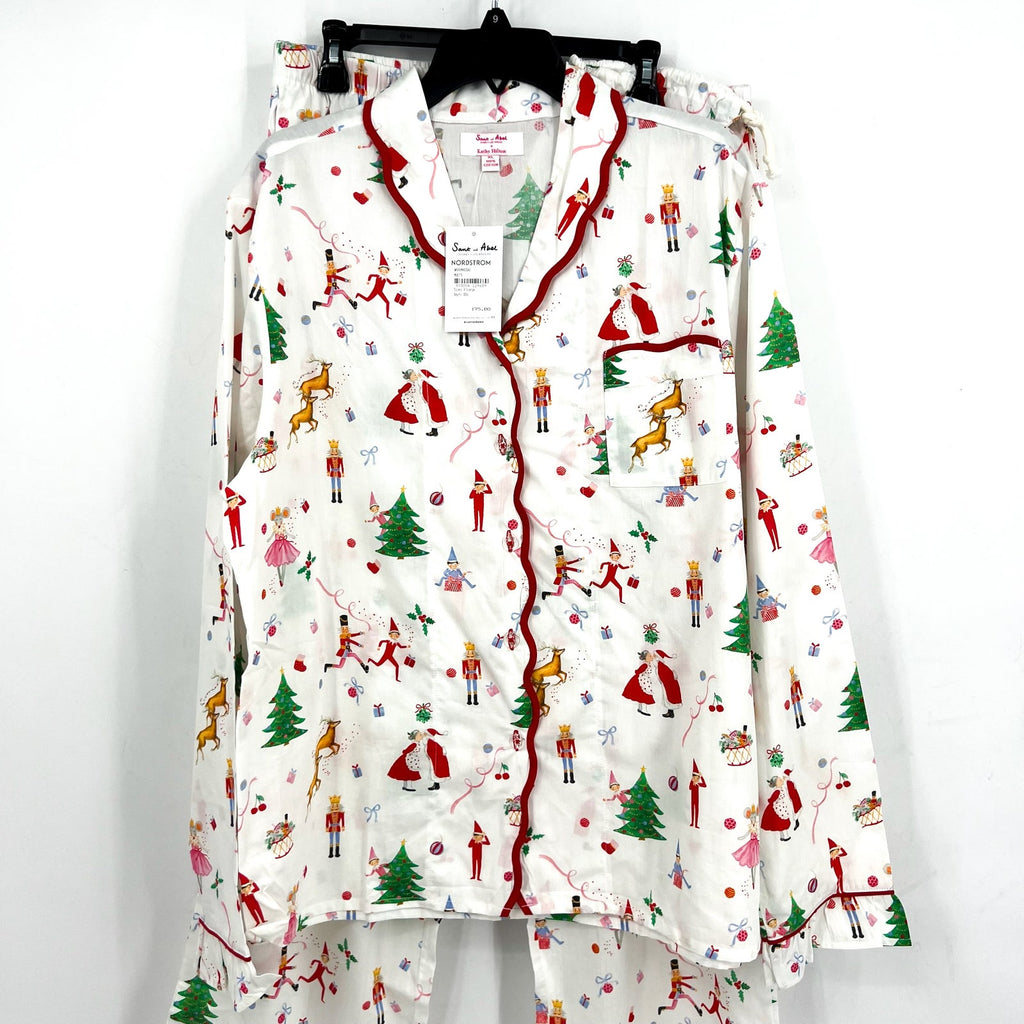 SANT AND ABEL X KATHY HILTON Christmas Magic Cotton Pajamas Set XL White NWT