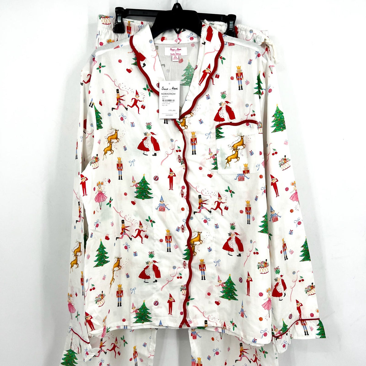 SANT AND ABEL X KATHY HILTON Christmas Magic Cotton Pajamas Set XL White NWT
