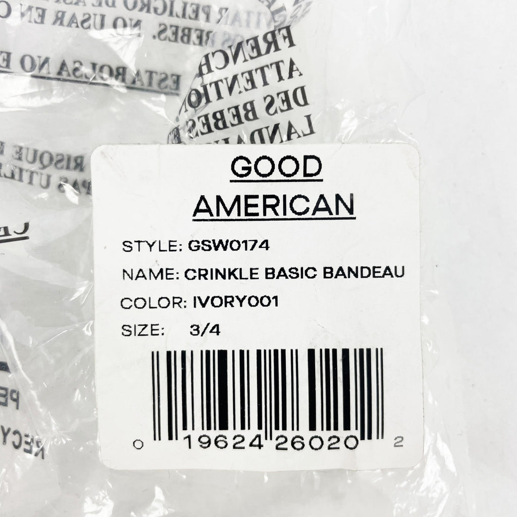 Good American Always Fits Bandeau Swim Top Sz 3/4 L-XL Cream White Ivory NWT