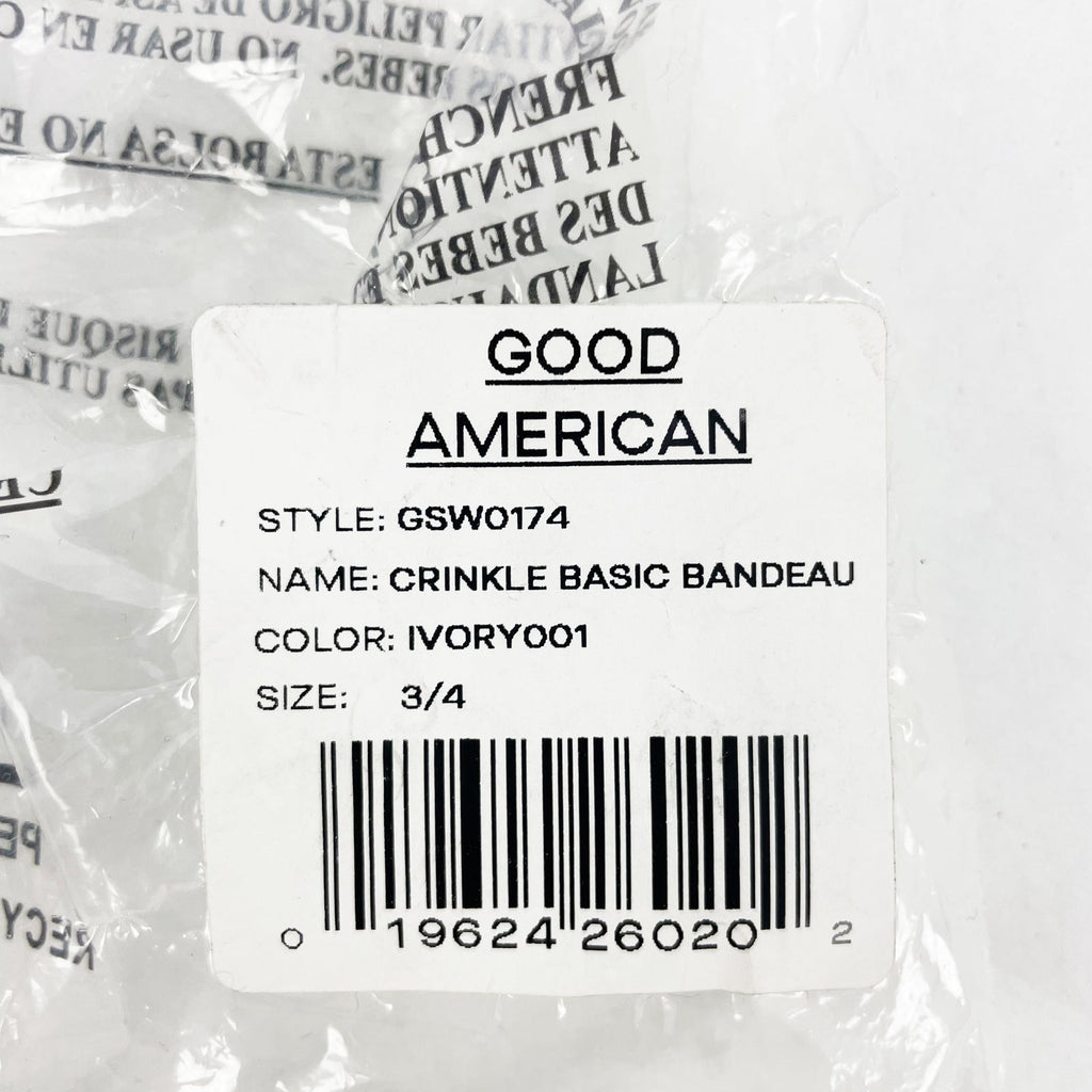 Good American Always Fits Bandeau Swim Top Sz 3/4 L-XL Cream White Ivory NWT