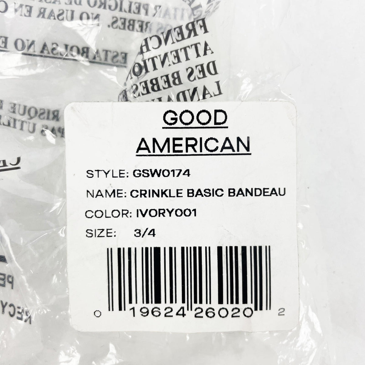Good American Always Fits Bandeau Swim Top Sz 3/4 L-XL Cream White Ivory NWT