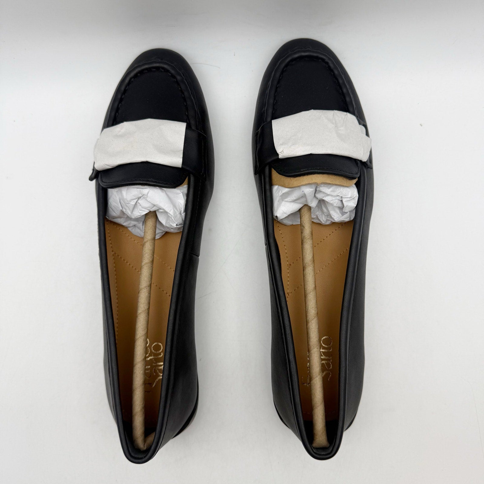 Franco Sarto Womens Faris Slip On Flats US 9.5 Black Vegan Leather Loafers NIB