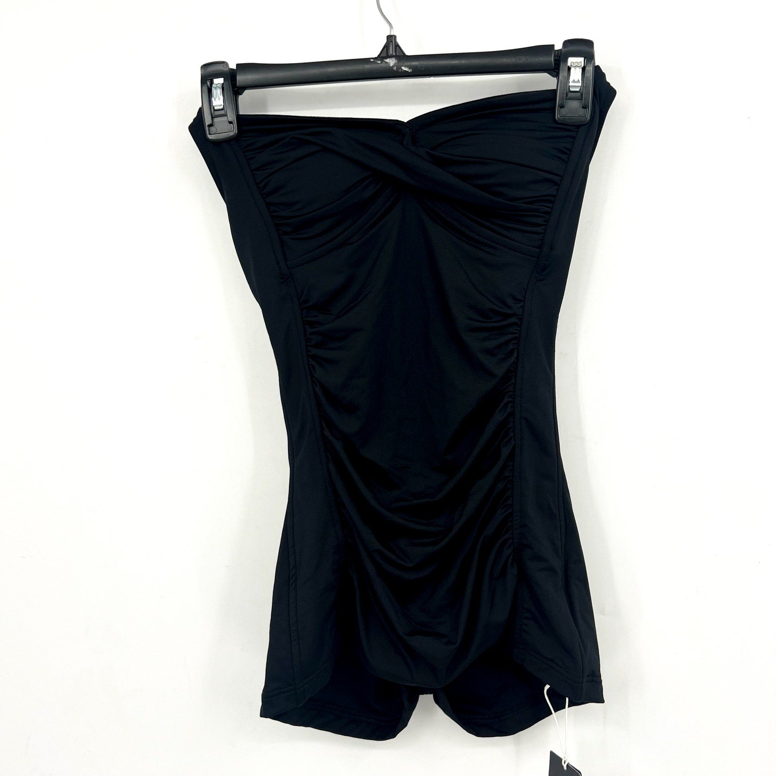 SEAFOLLY Twist Front Boyleg One Piece Swimsuit Size 4 Black Halter Soft Cup NWT