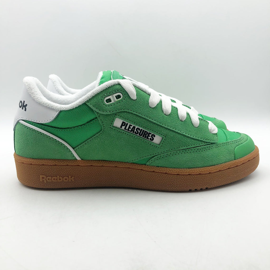 Reebok x Pleasures Club C Bulc Sneakers Mens 12 Green White Suede Casual NIB