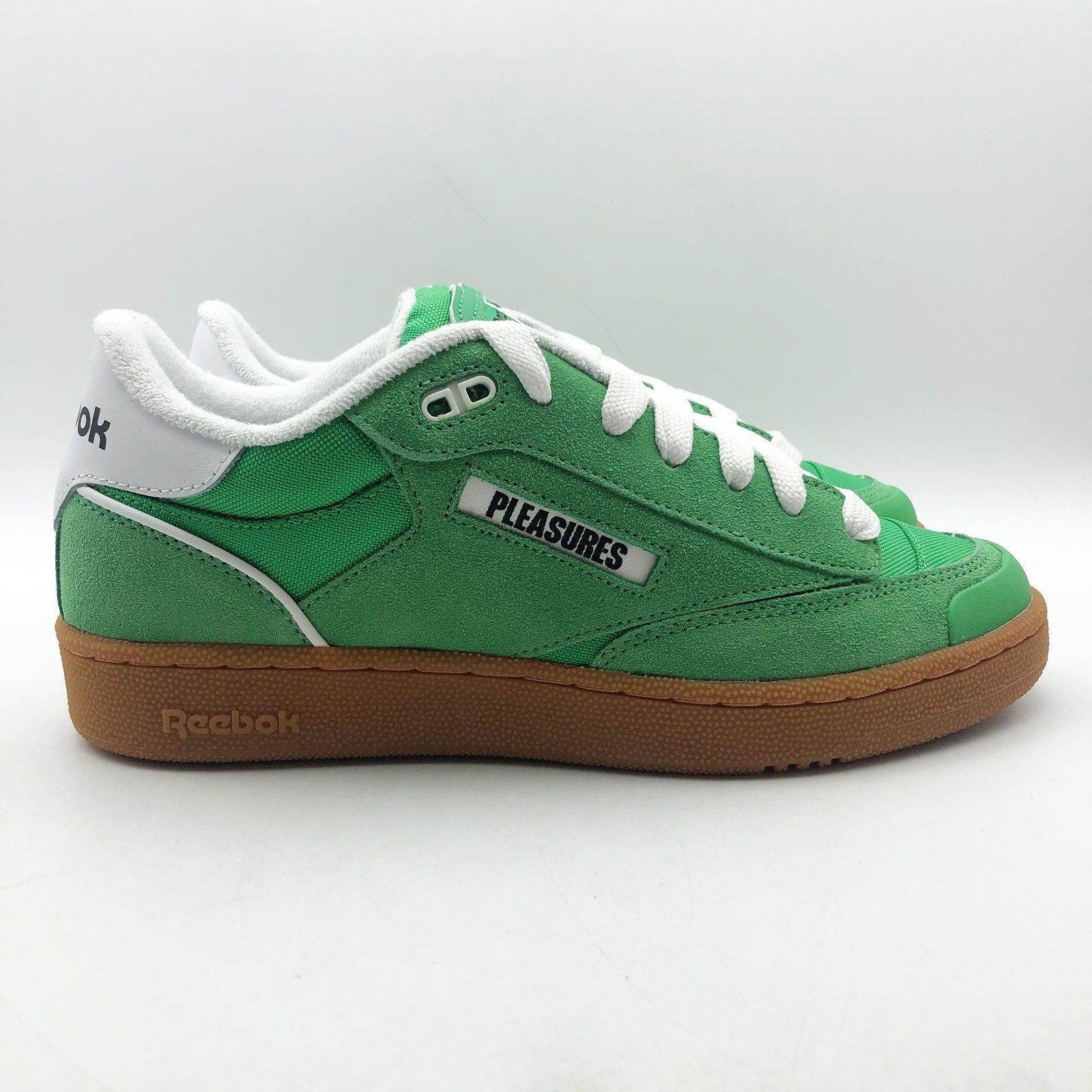 Reebok x Pleasures Club C Bulc Sneakers Mens 12 Green White Suede Casual NIB