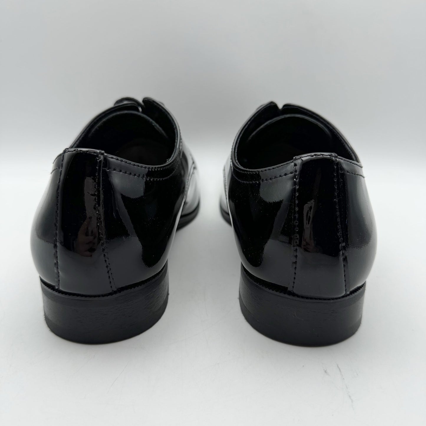 Florsheim Mens Tux Plain Toe Oxford Dress Shoes 9 Wide Black Patent Leather NIB