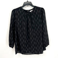 FUN2FUN Womens Metallic Striped Long Sleeve Blouse Medium Black Silver NWT