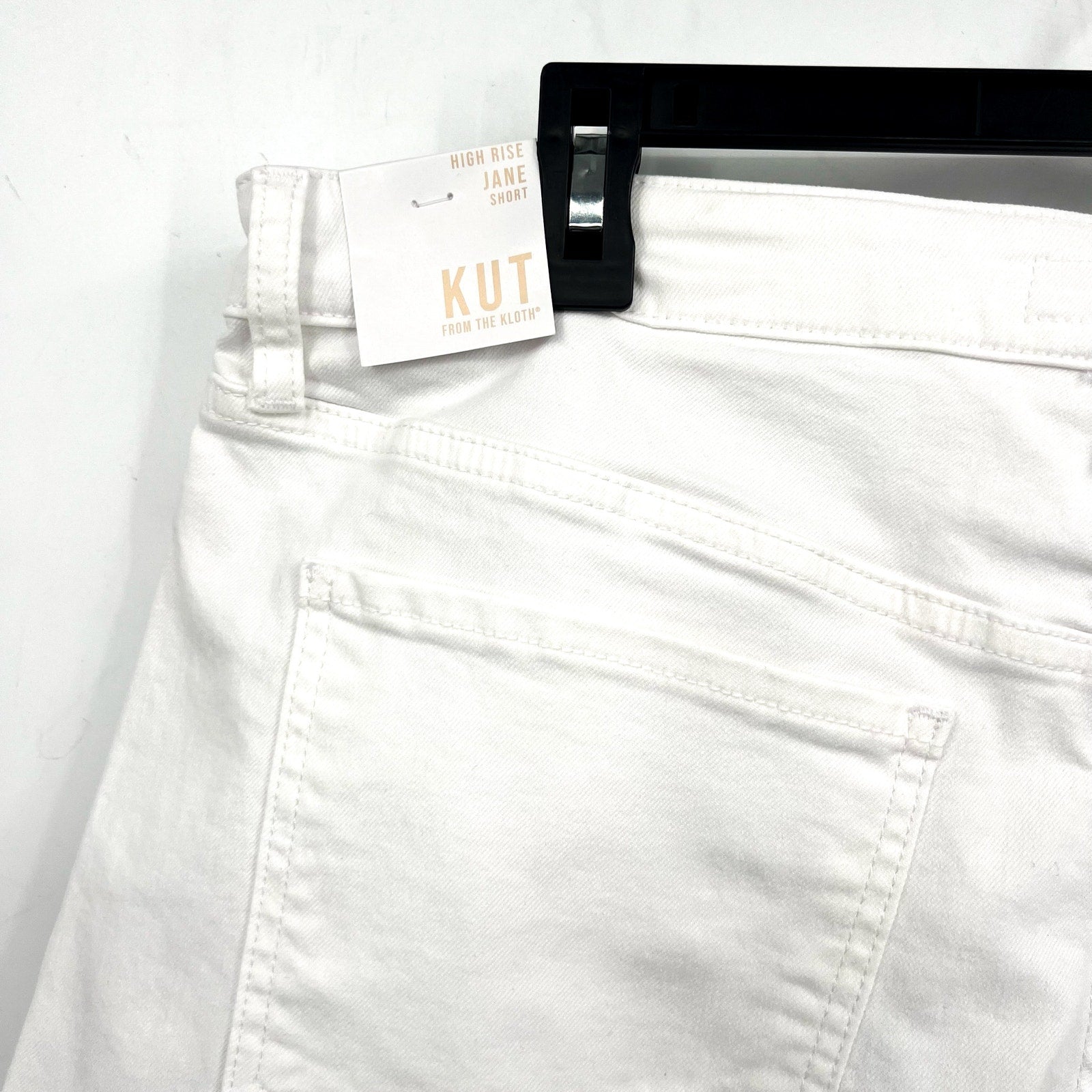 KUT FROM THE KLOTH Jane Cuff Denim Shorts Size 8 Optic White High Waist NWT
