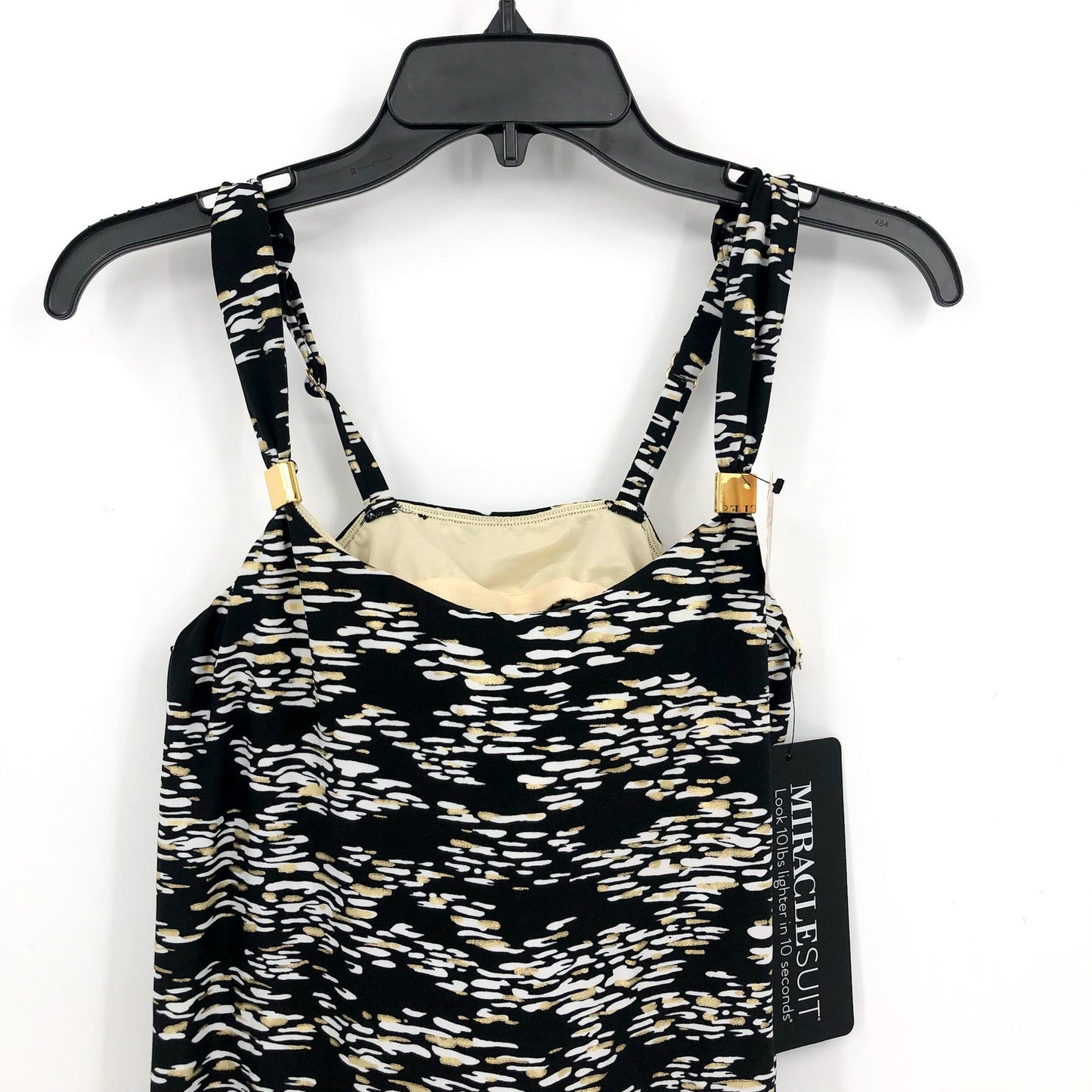 MAGICSUIT Women's Zari Dazzle Tankini Top Size 8 Black White Print Swimsuit NWT