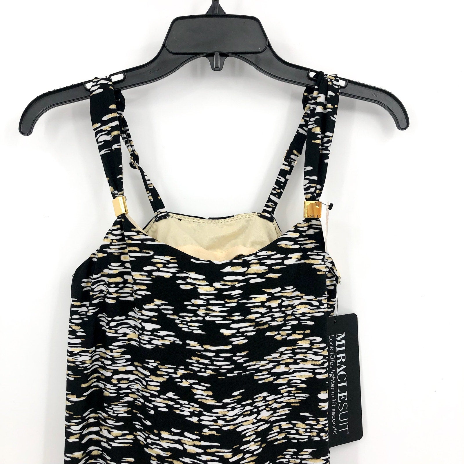 MAGICSUIT Women's Zari Dazzle Tankini Top Size 8 Black White Print Swimsuit NWT