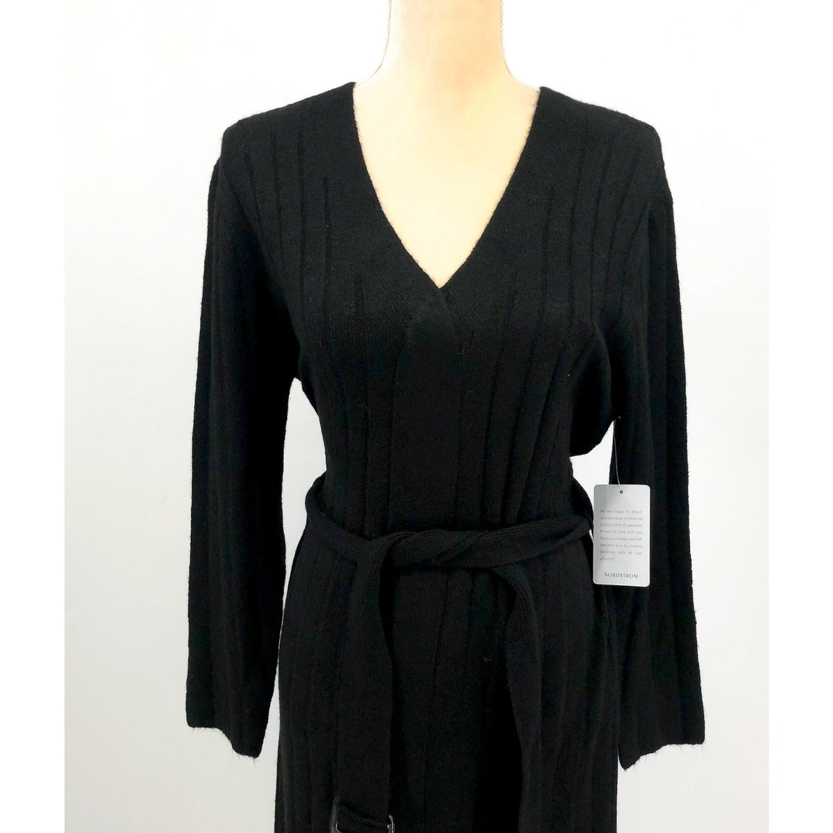 STITCHDROP Women's Tied To You Belted Midi Sweater Dress Medium Black NWT