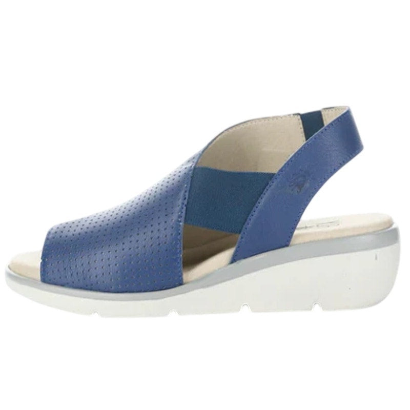 Fly London Womens Nisi Wedge Sandals EU 38 US 7.5-8 Blue Leather NWT