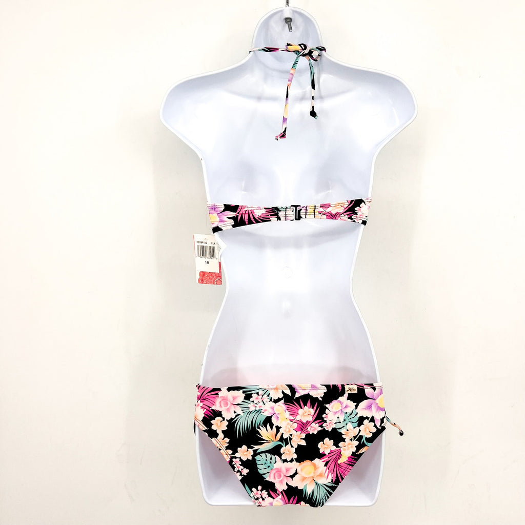 HOBIE Girls Bikini Swim Set Size 10 Black Floral Print Island Hopping NWT