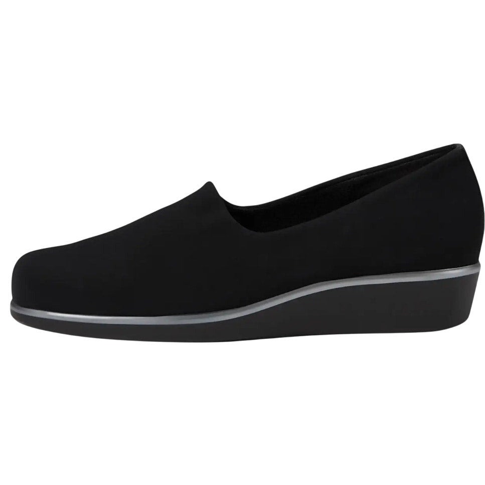 SAS Womens Bliss Slip on Wedge Loafer US 11.5 M Black Leather Lined NIB