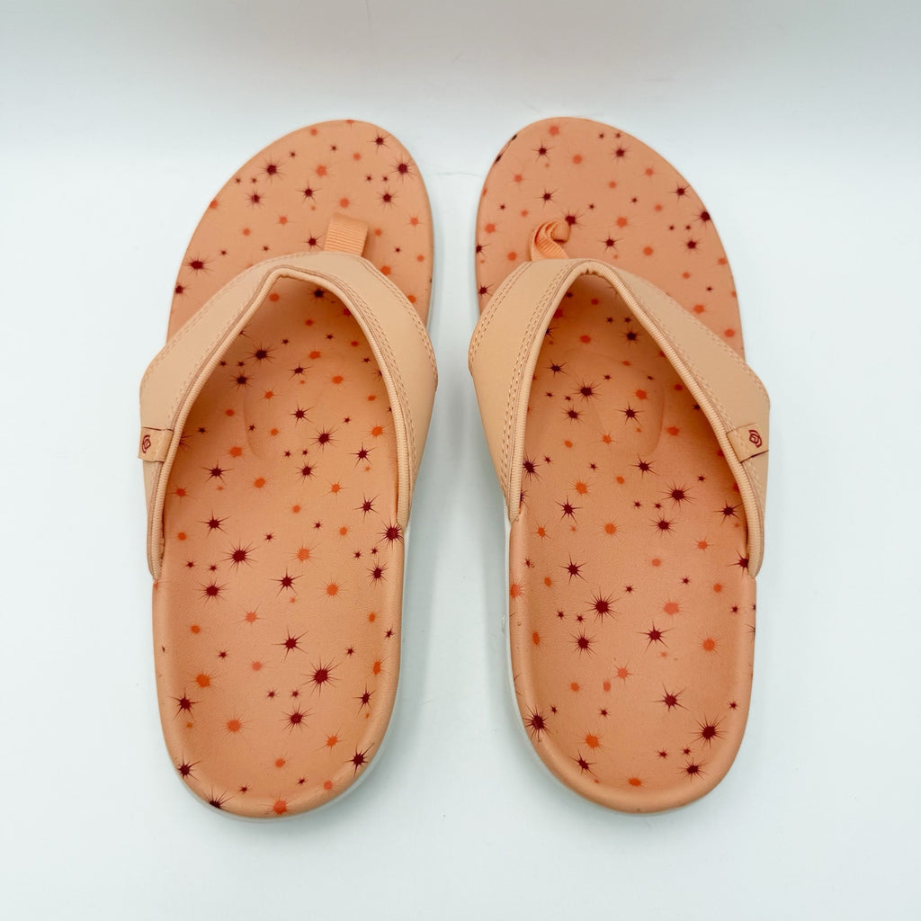 Spenco Womens Yumi Constellation Sandal Size 11 WIDE Coral Orange Flip Flop NWOB