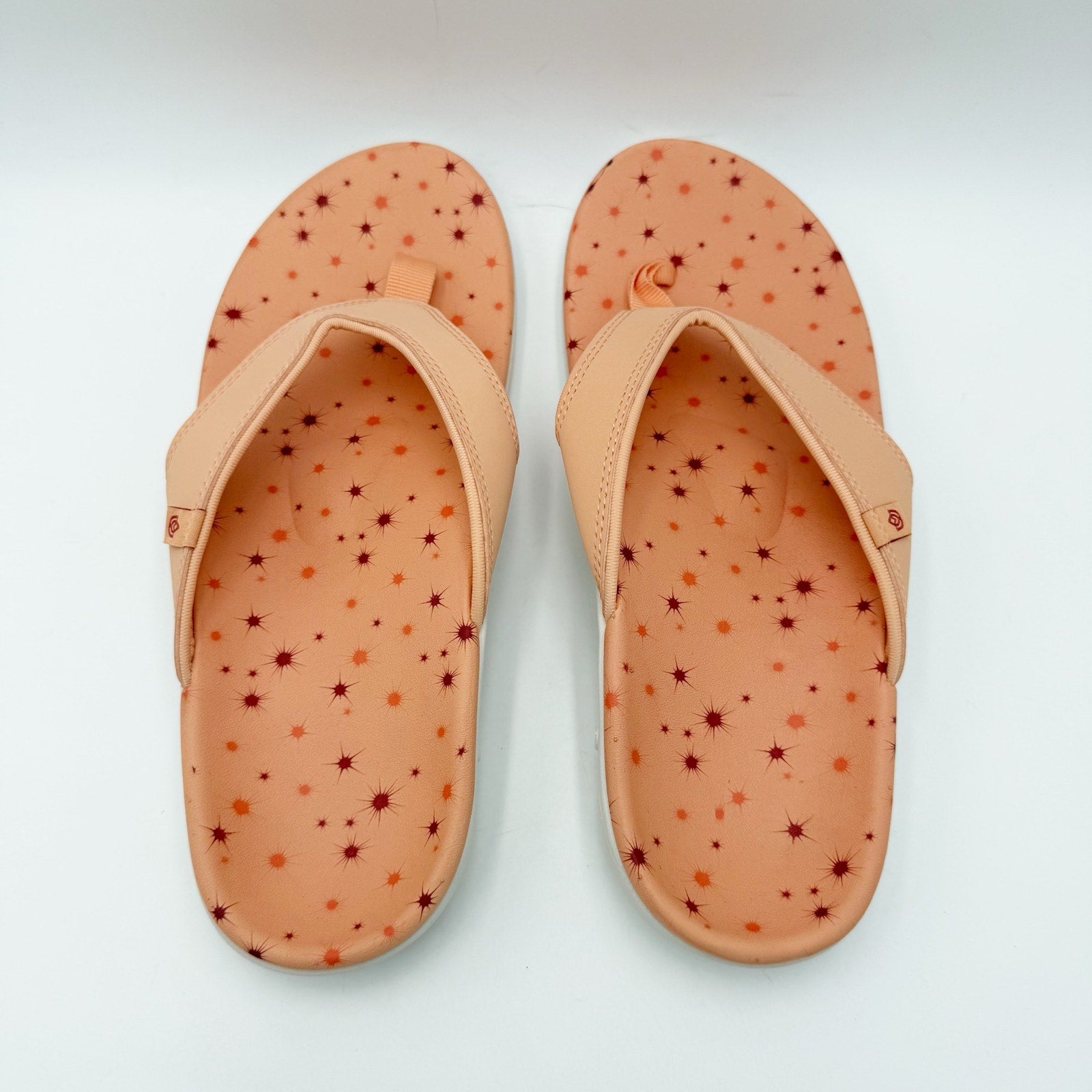 Spenco Womens Yumi Constellation Sandal Size 11 WIDE Coral Orange Flip Flop NWOB