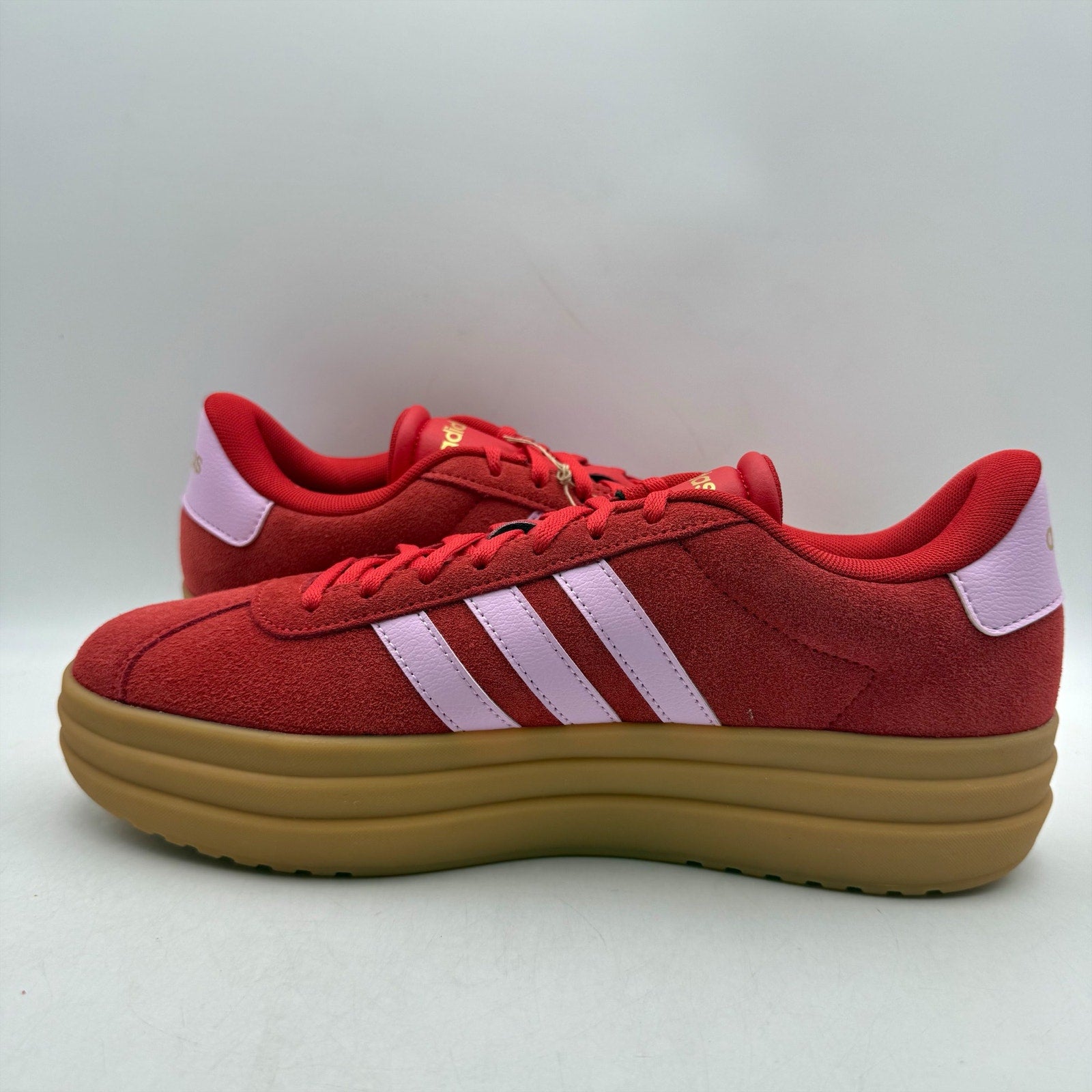 Adidas Womens VL Court Bold Platform Sneakers US 11 Red Pink Leather NWT
