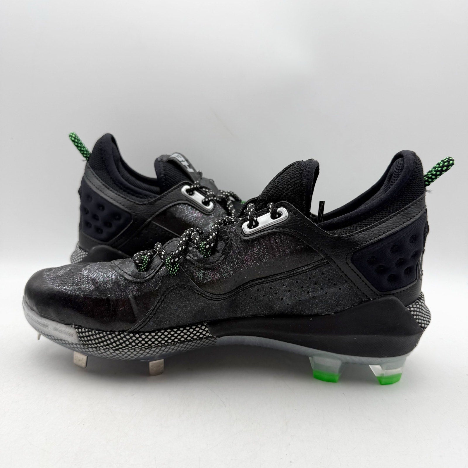 Under Armour Mens Harper 8 Low ST Metal Baseball Cleats US 7.5 Black Green NWOB