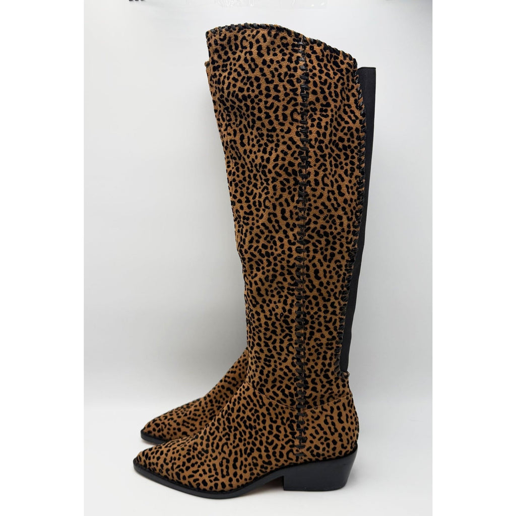1.State Womens Sage Over the Knee Boots Size 6.5 EU 37 Brown Leopard NWOB