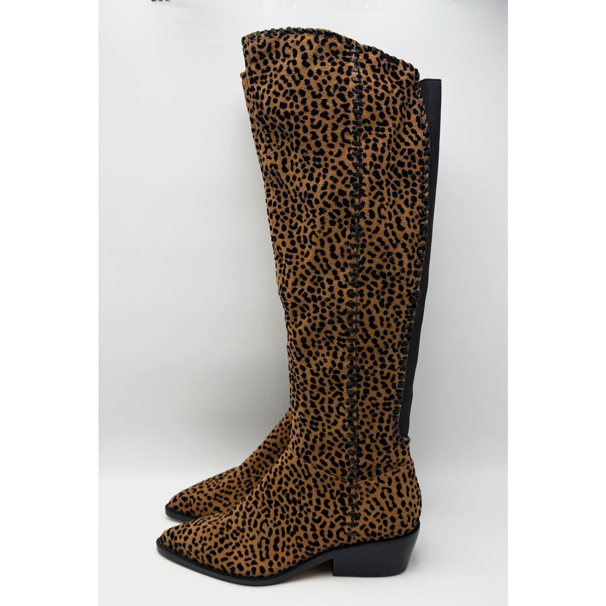 1.State Womens Sage Over the Knee Boots Size 6.5 EU 37 Brown Leopard NWOB