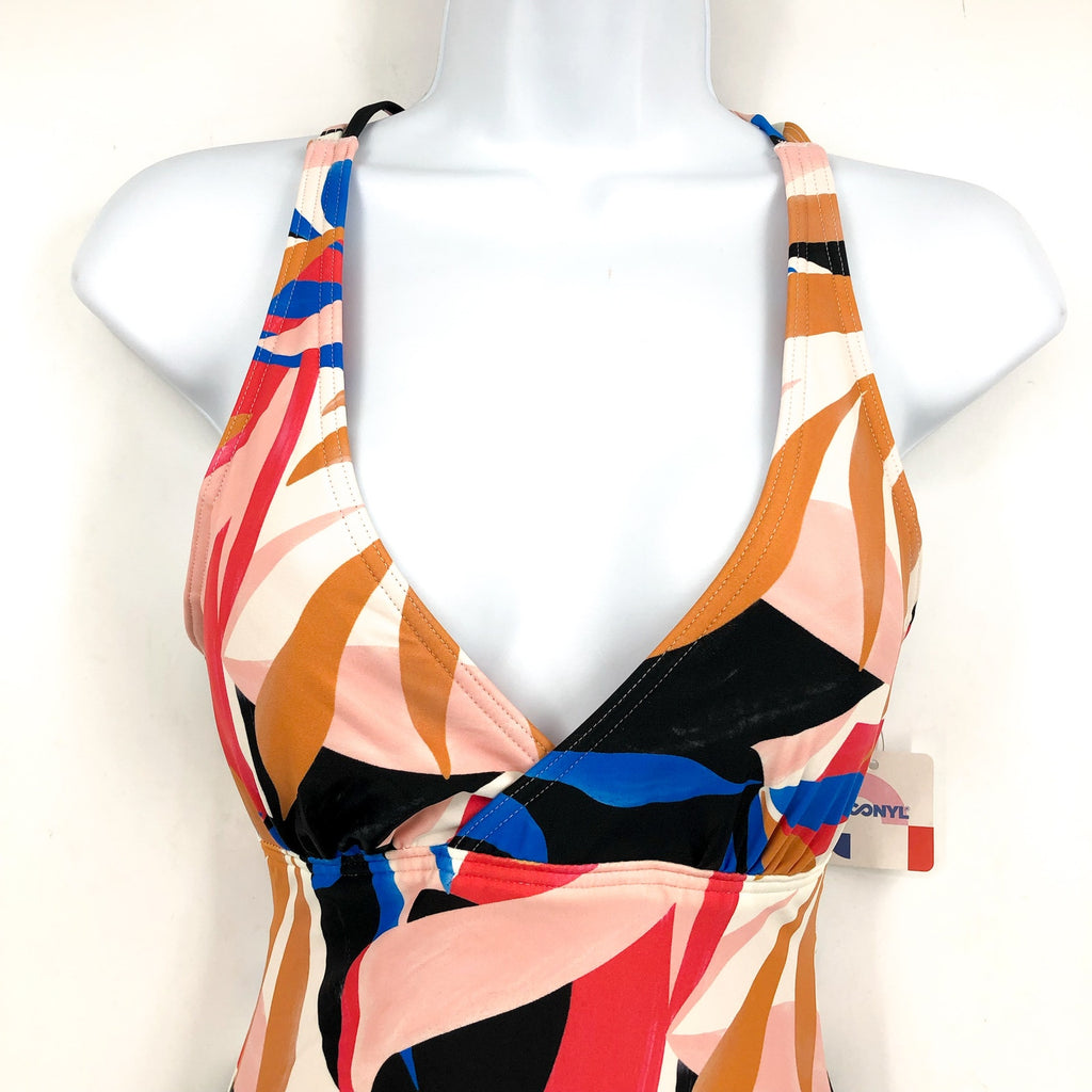PRANA Women's Atalia One Piece Swimsuit Small Tropics Print Pink UPF 50+ NWT