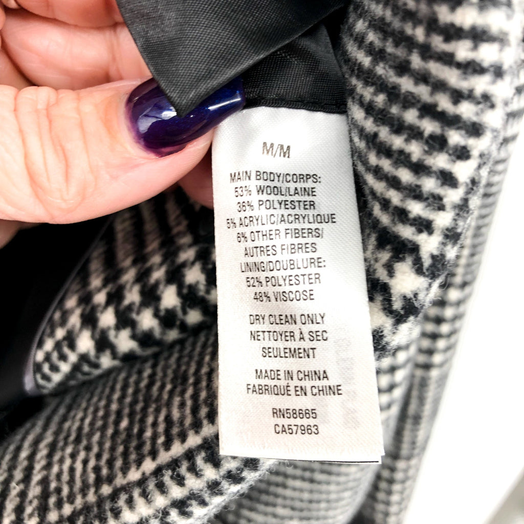 NORDSTROM Mens Overcoat Medium Black White City Glenn Plaid Wool Blend NWT