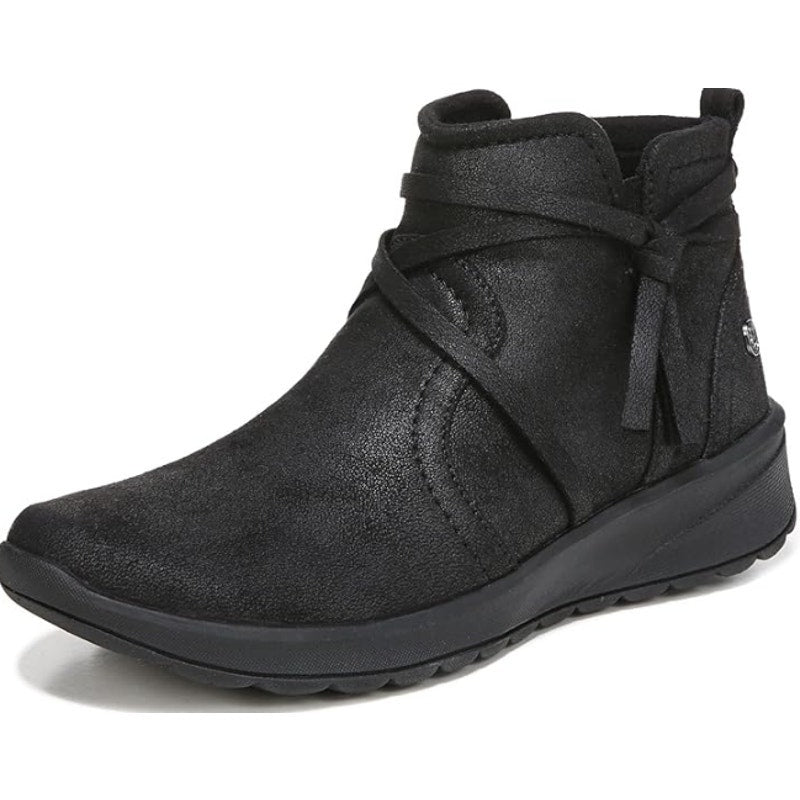 BZEES Womens Gusto Ankle Booties US 7 Wide EU 37 Black Fabric Wrap Tassel NIB