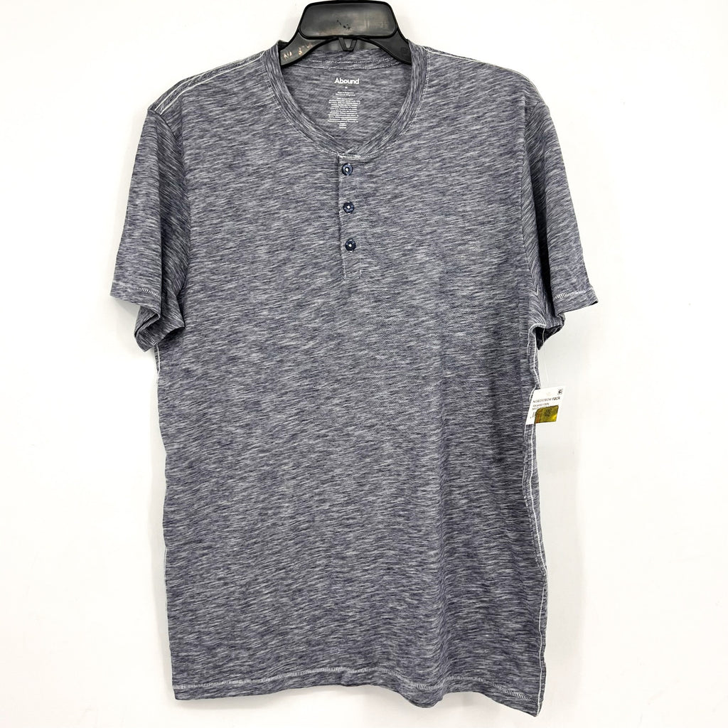ABOUND Mens Jersey Slub Henley Tee MEDIUM Blue White Short Sleeve Cotton NWT