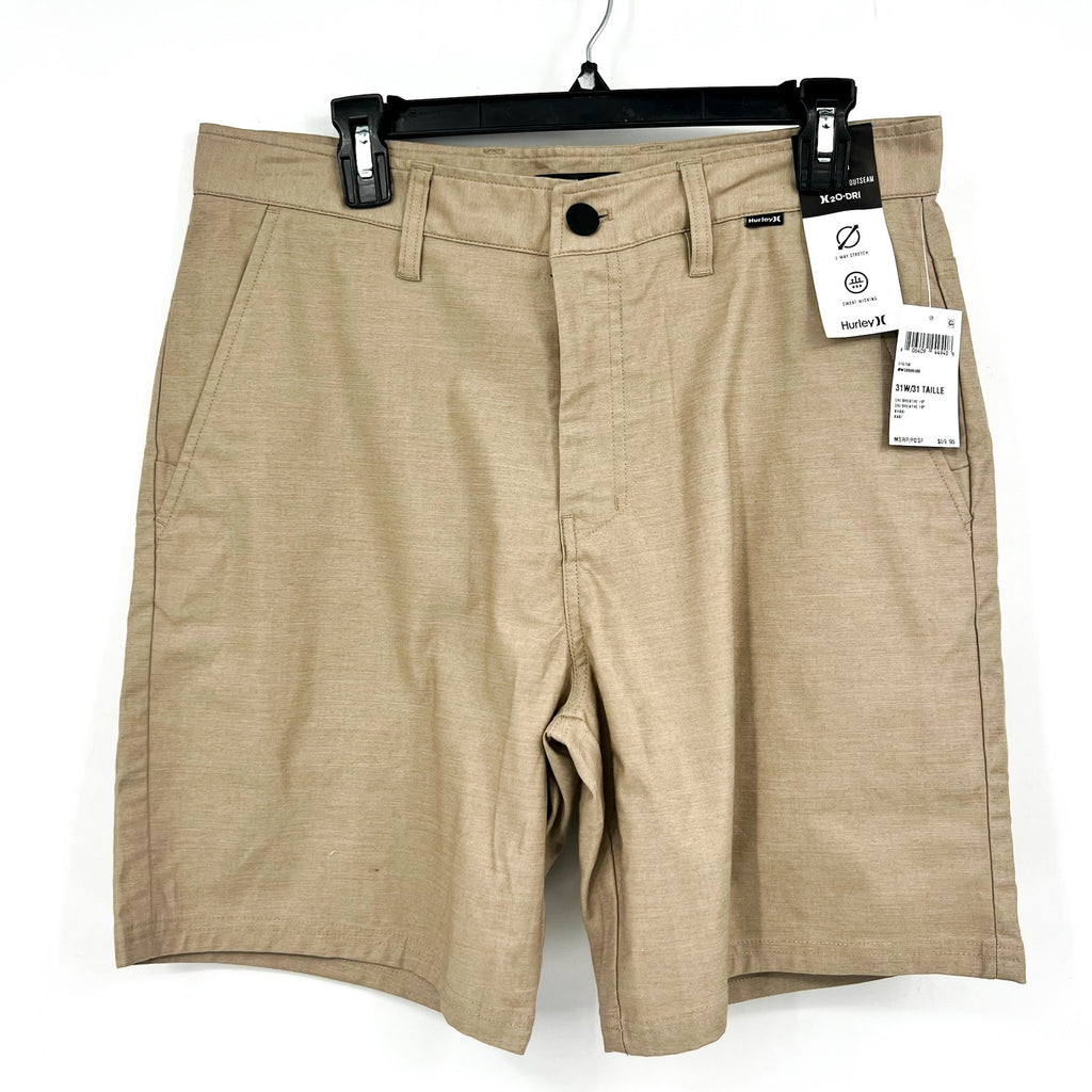 HURLEY Men's H2O-Dri Breathe Walk Shorts Size 31 Khaki Flat Front NWT