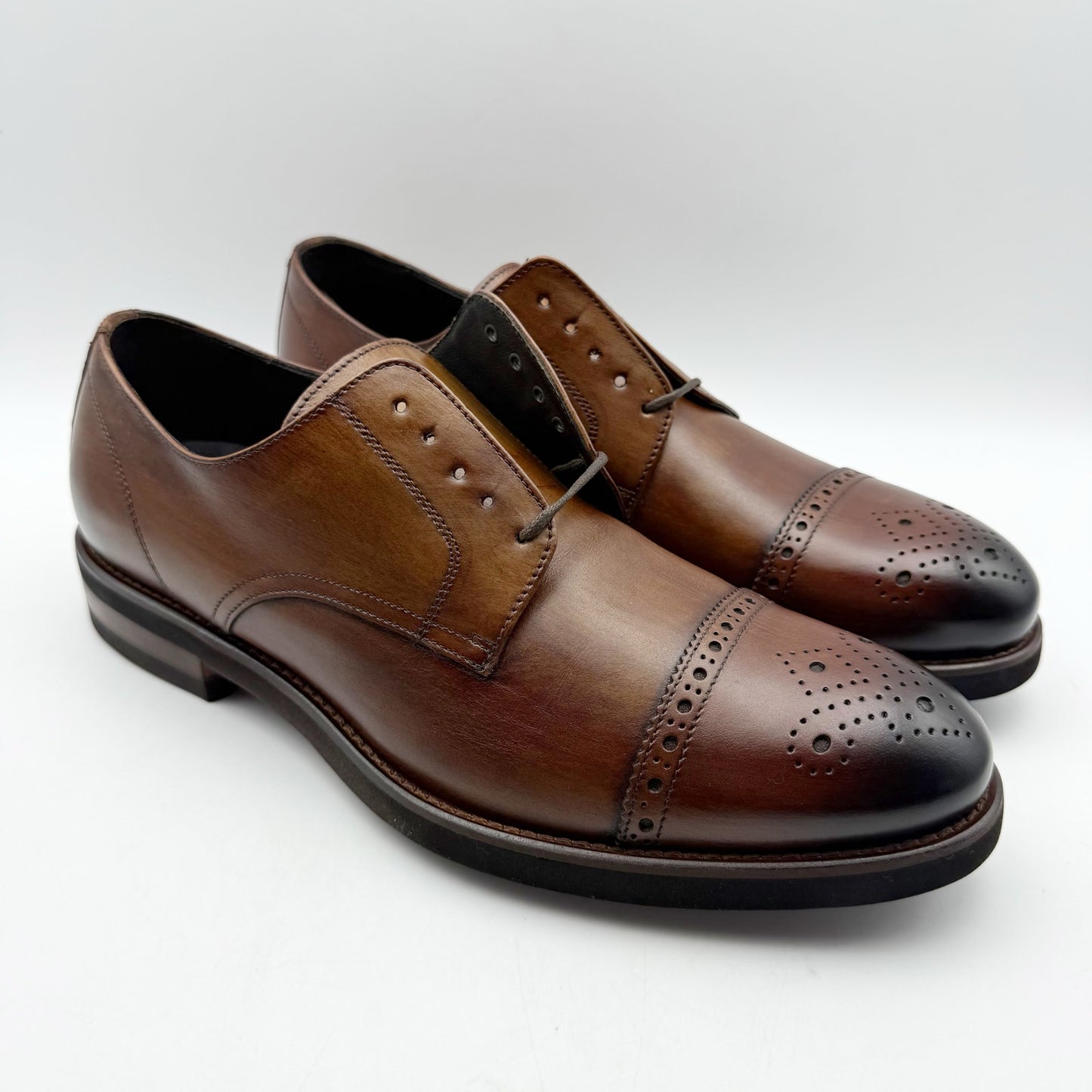 Johnston & Murphy Mens Ashford Cap Toe Dress Shoes US 9 M Brown Leather NIB